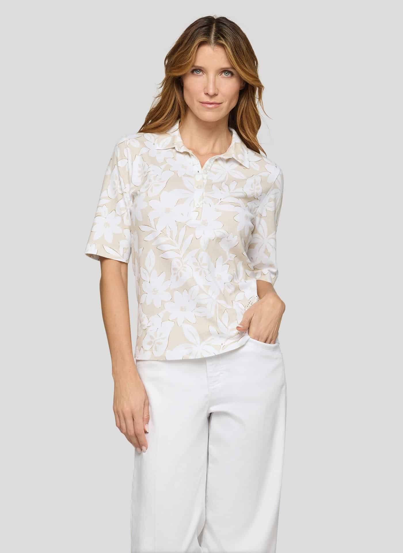 Poloshirt zand bloem Rabe