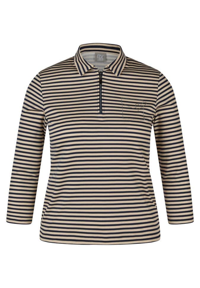 Poloshirt streep + rits Rabe